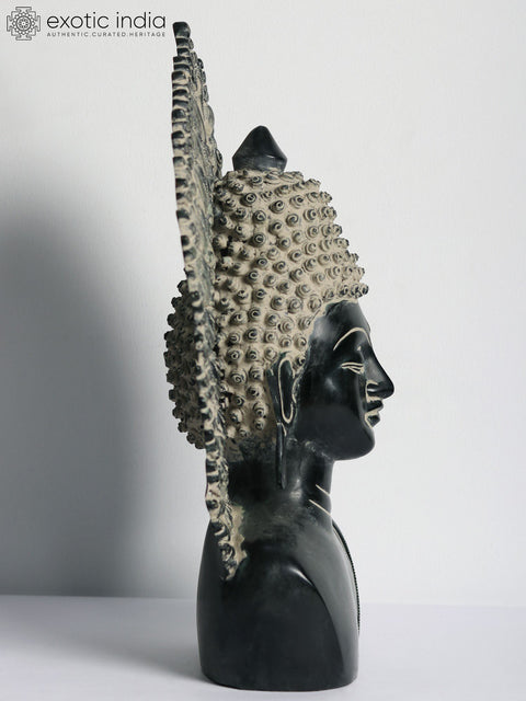 18" Serene Buddha Bust In Brass | Handmade | Made In India