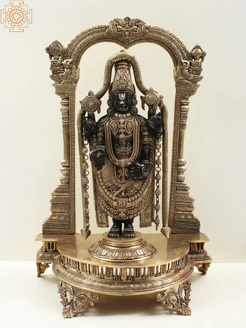 25" Handmade Lord Venkateshvara Balaji Brass Statue for Home Pooja