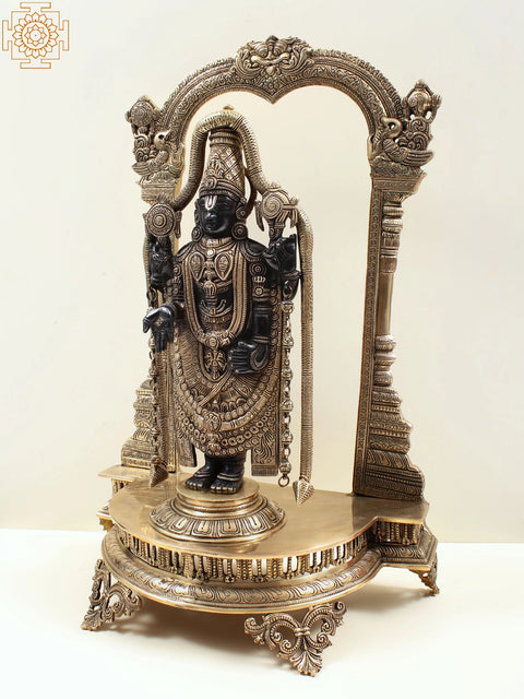 25" Superfine Lord Venkateshvara as Lord Balaji Brass Statue | Handmade