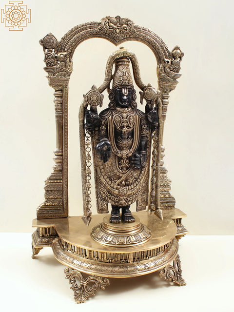 25" Superfine Lord Venkateshvara as Lord Balaji Brass Statue | Handmade