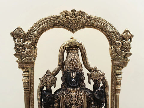 25" Superfine Lord Venkateshvara as Lord Balaji Brass Statue | Handmade