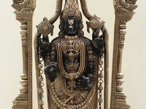 25" Superfine Lord Venkateshvara as Lord Balaji Brass Statue | Handmade