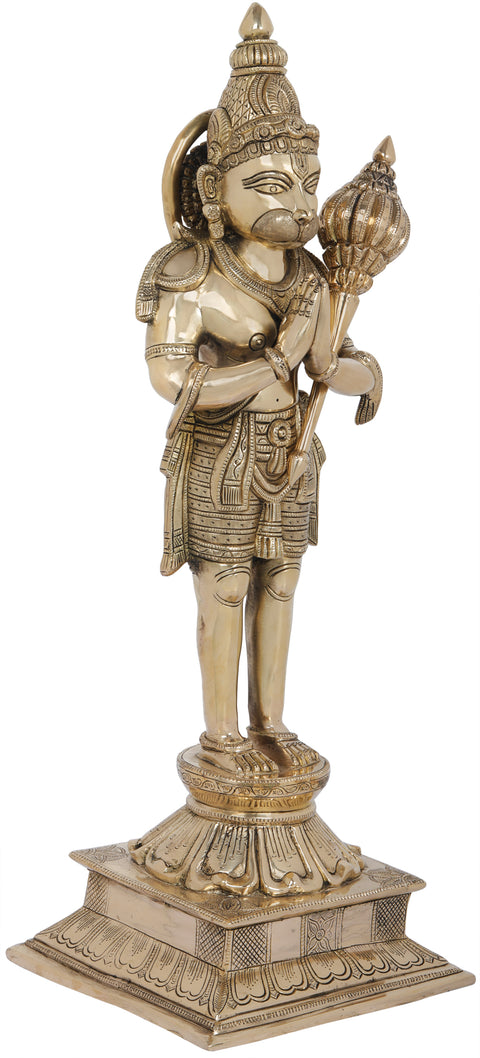 24" Fine Quality Standing Hanuman in Namaskaram Mudra In Brass | Handmade | Made In India