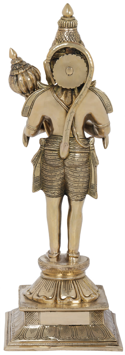 24" Fine Quality Standing Hanuman in Namaskaram Mudra In Brass | Handmade | Made In India