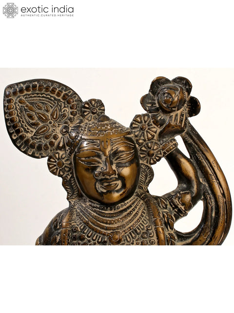 13" Shri Krishna as Shrinath Ji - Fine Quality In Brass | Handmade | Made In India