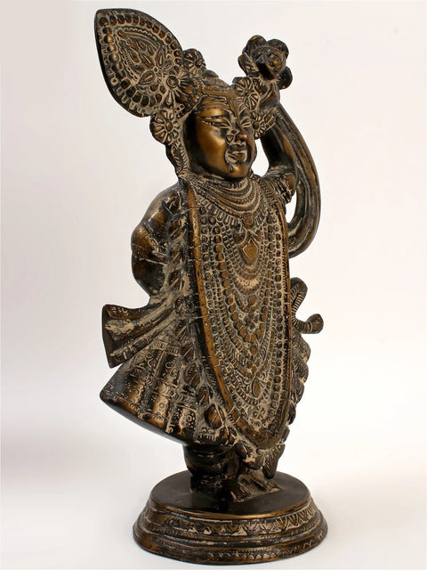 13" Shri Krishna as Shrinath Ji - Fine Quality In Brass | Handmade | Made In India