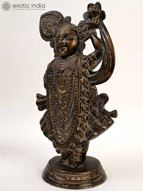 13" Shri Krishna as Shrinath Ji - Fine Quality In Brass | Handmade | Made In India