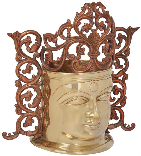 15" Superfine Goddess Parvati Head In Brass | Handmade | Made In India