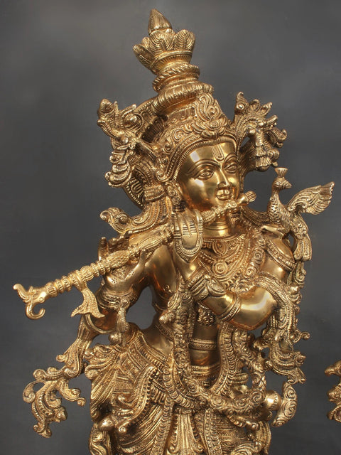 26" Tribhanga Radha-Krishna In Brass