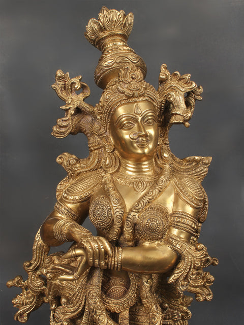 26" Tribhanga Radha-Krishna In Brass