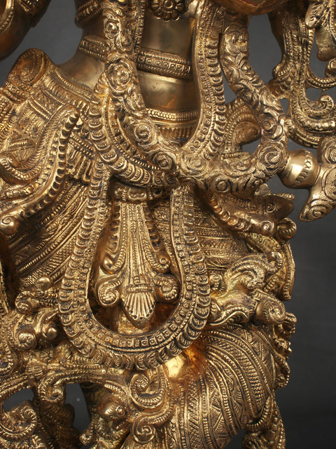 26" Tribhanga Radha-Krishna In Brass