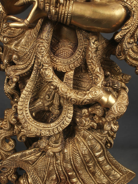 26" Tribhanga Radha-Krishna In Brass