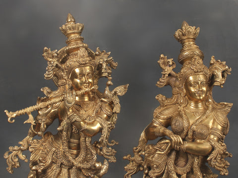26" Tribhanga Radha-Krishna In Brass