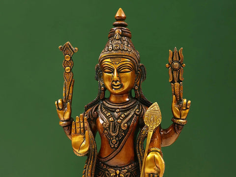 16" Superfine Karttikeya with His Mount Peacock In Brass | Handmade | Made In India