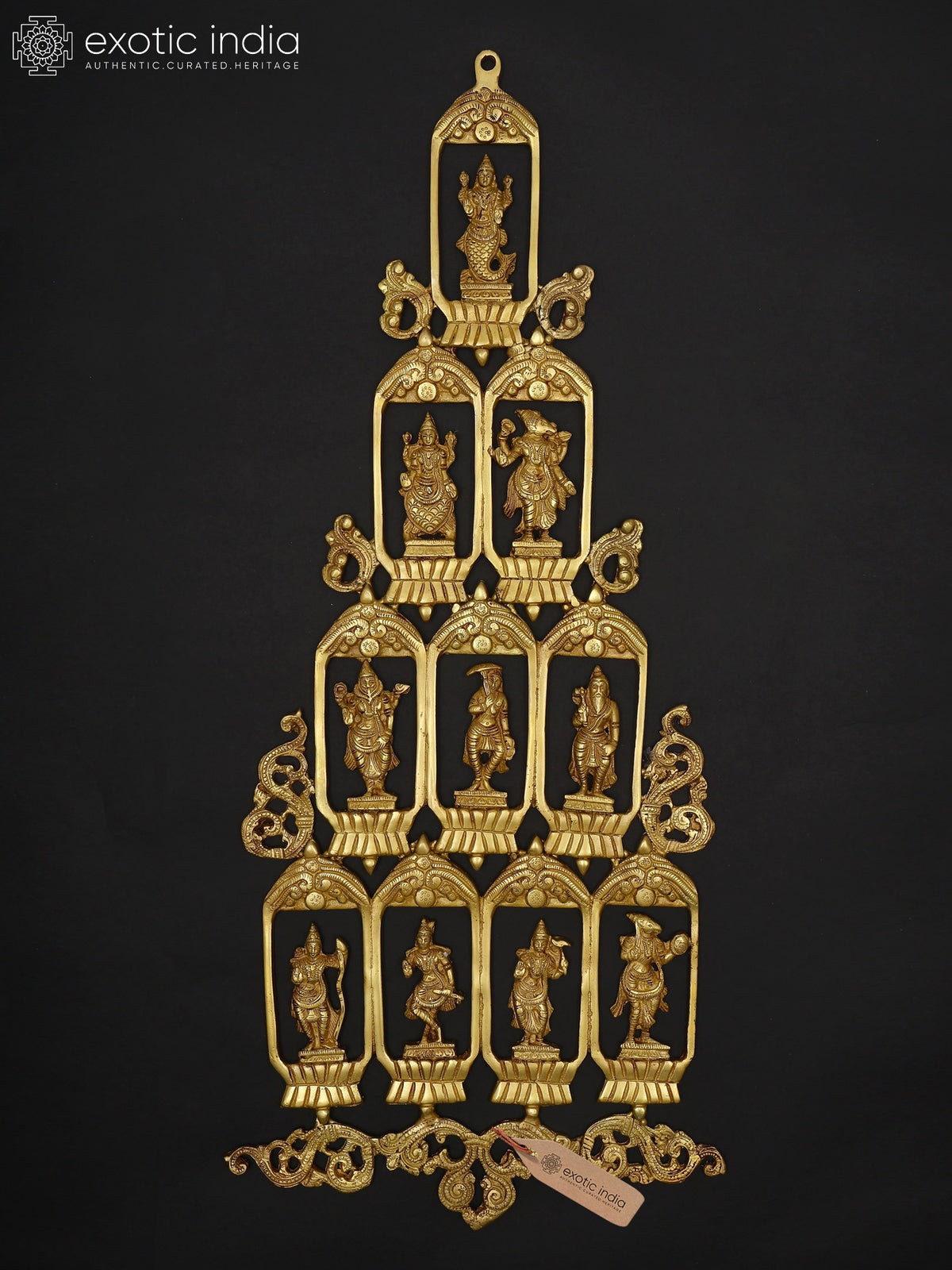 28" Dashavatara Wall Hanging Flat Statue In Brass | Handmade | Made In India