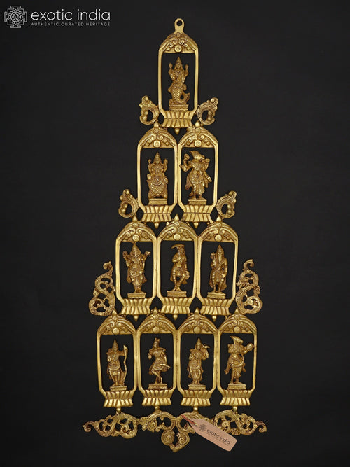 28" Dashavatara Handmade Brass Wall Hanging Statue