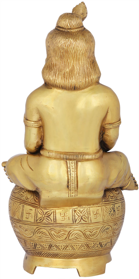 14" Krishna - The Makhan Chor (Butter Thief) In Brass | Handmade | Made In India