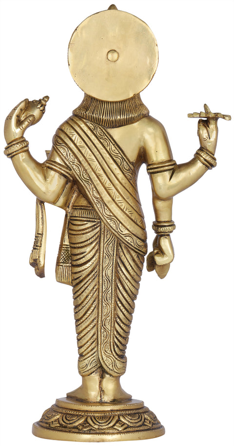 14" Lord Vishnu as Dhanvantari - The Physician of the Gods In Brass | Handmade | Made In India