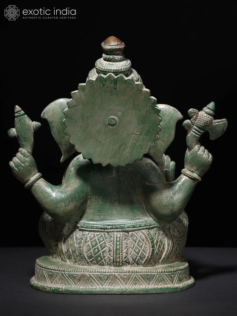 10" Fine Quality Seated Lord Ganesha In Brass | Handmade | Made In India