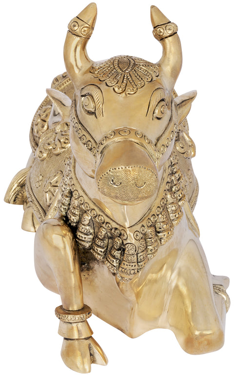 7" Fine Quality Nandi - The Vahana of Shiva In Brass | Handmade | Made In India