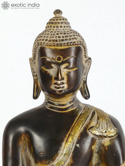 9" Tibetan Buddhist Bhumisparsha Buddha In Brass