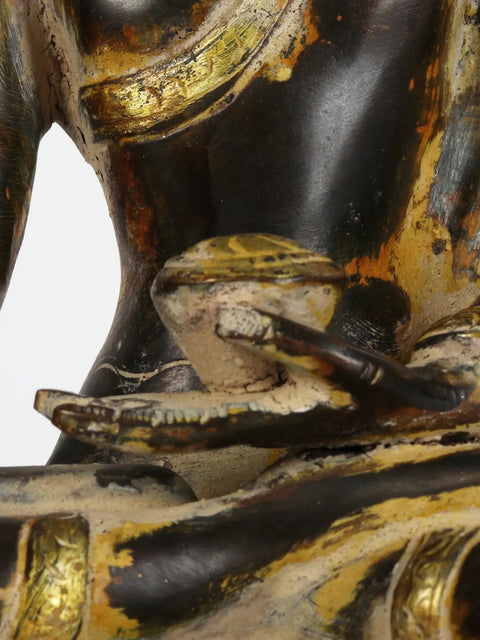 9" Tibetan Buddhist Bhumisparsha Buddha In Brass