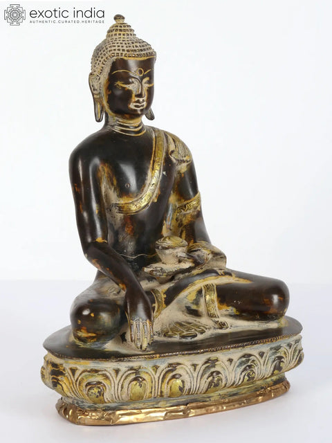 9" Tibetan Buddhist Bhumisparsha Buddha In Brass
