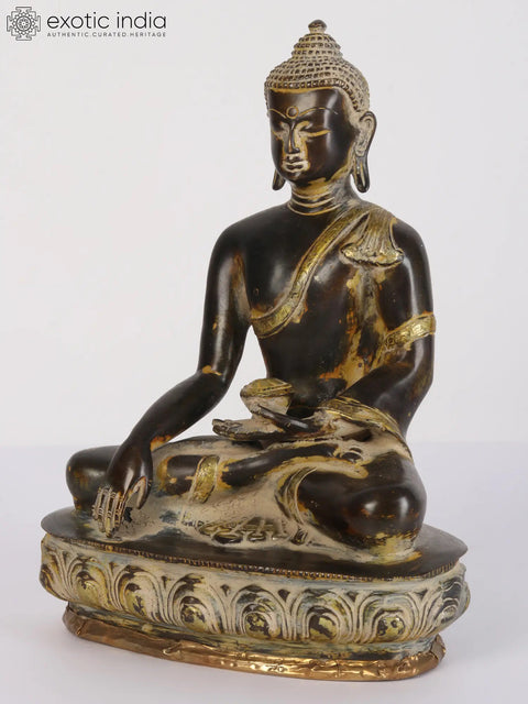 9" Tibetan Buddhist Bhumisparsha Buddha In Brass