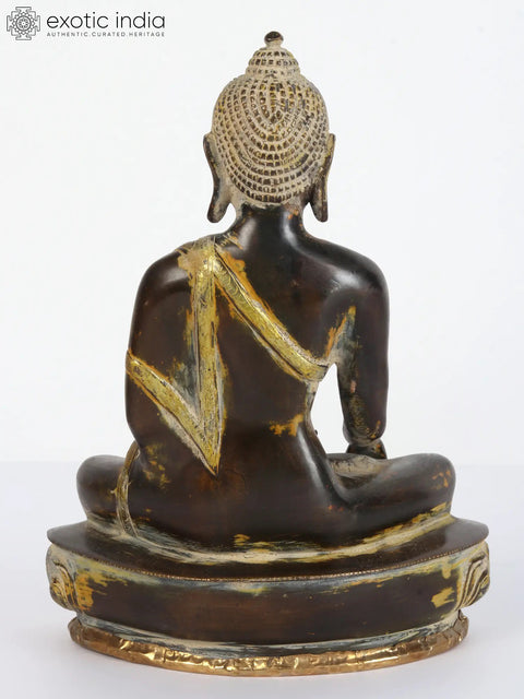 9" Tibetan Buddhist Bhumisparsha Buddha In Brass