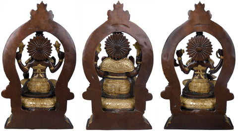 11" Lakshmi Ganesha and Saraswati In Brass | Handmade | Made In India