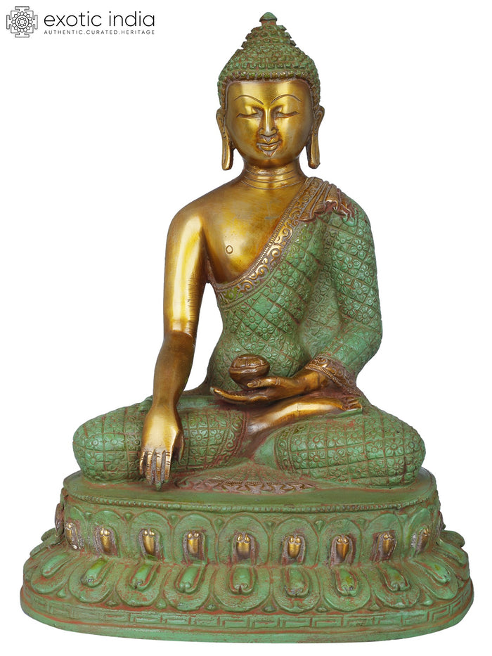 10" Lord Buddha Vishwa-Vajra Handmade Brass Statue