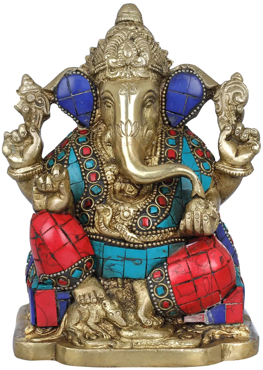 6" Bhagawan Ganesha Handmade Brass Statue for Pooja