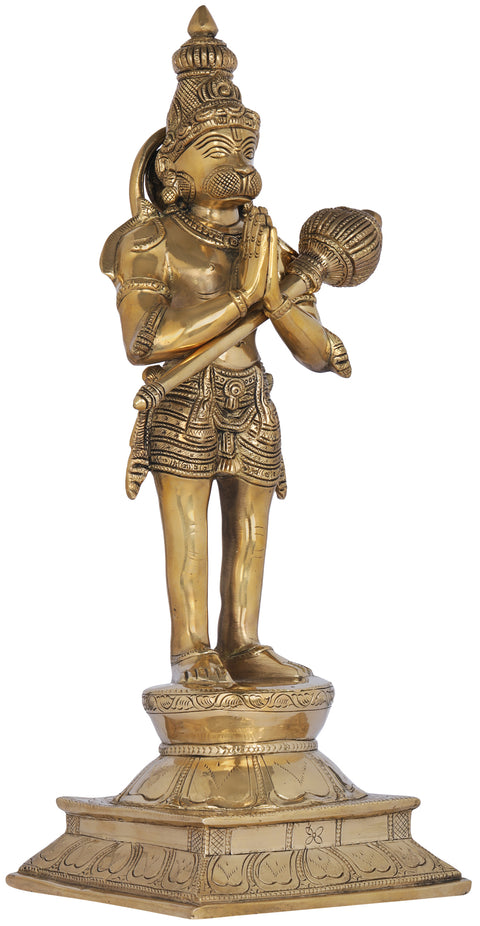 15" Namaste Hanuman In Brass | Handmade | Made In India