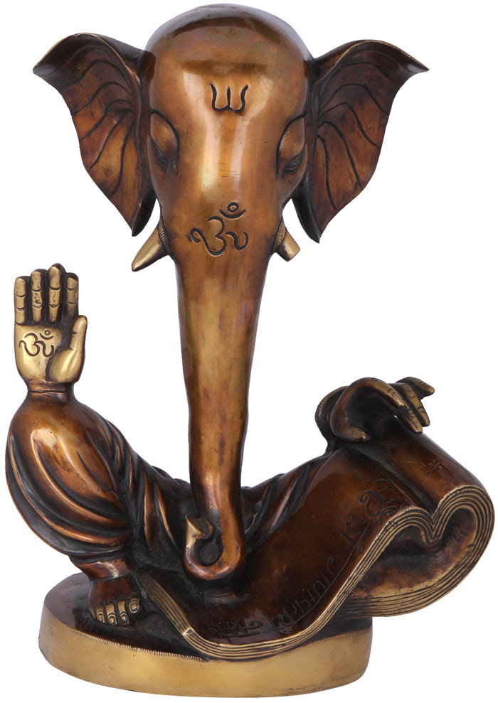 Sacred Scholar: Stylized Ganesha In Brass