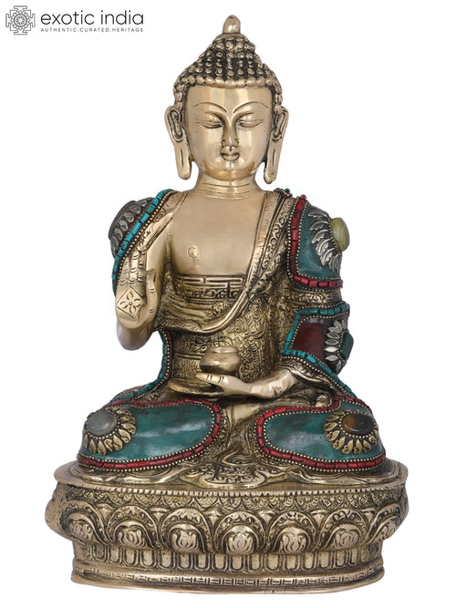 12" Tibetan Buddhist Deity Buddha Brass Statue Handmade