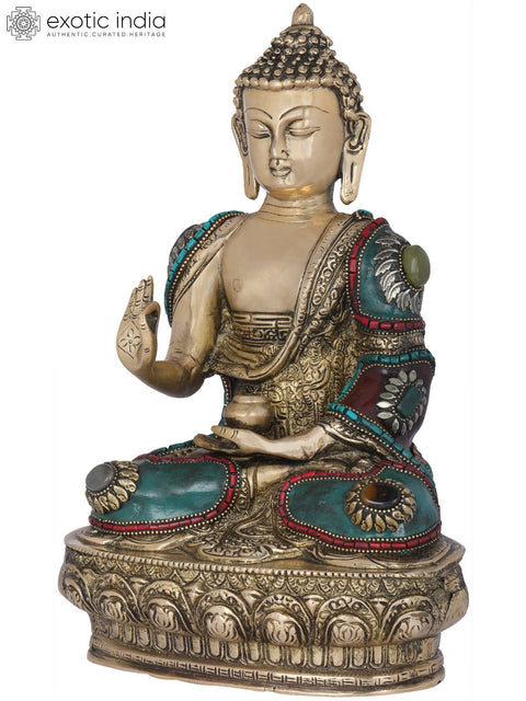 12" Tibetan Buddhist Deity Buddha In Brass | Handmade | Made In India