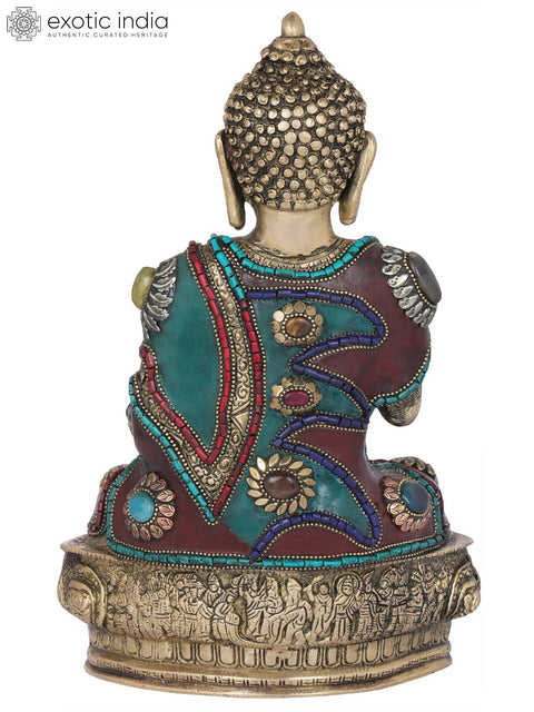 12" Tibetan Buddhist Deity Buddha In Brass | Handmade | Made In India