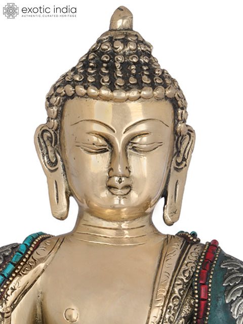 12" Tibetan Buddhist Deity Buddha In Brass | Handmade | Made In India