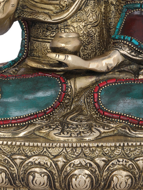 12" Tibetan Buddhist Deity Buddha In Brass | Handmade | Made In India