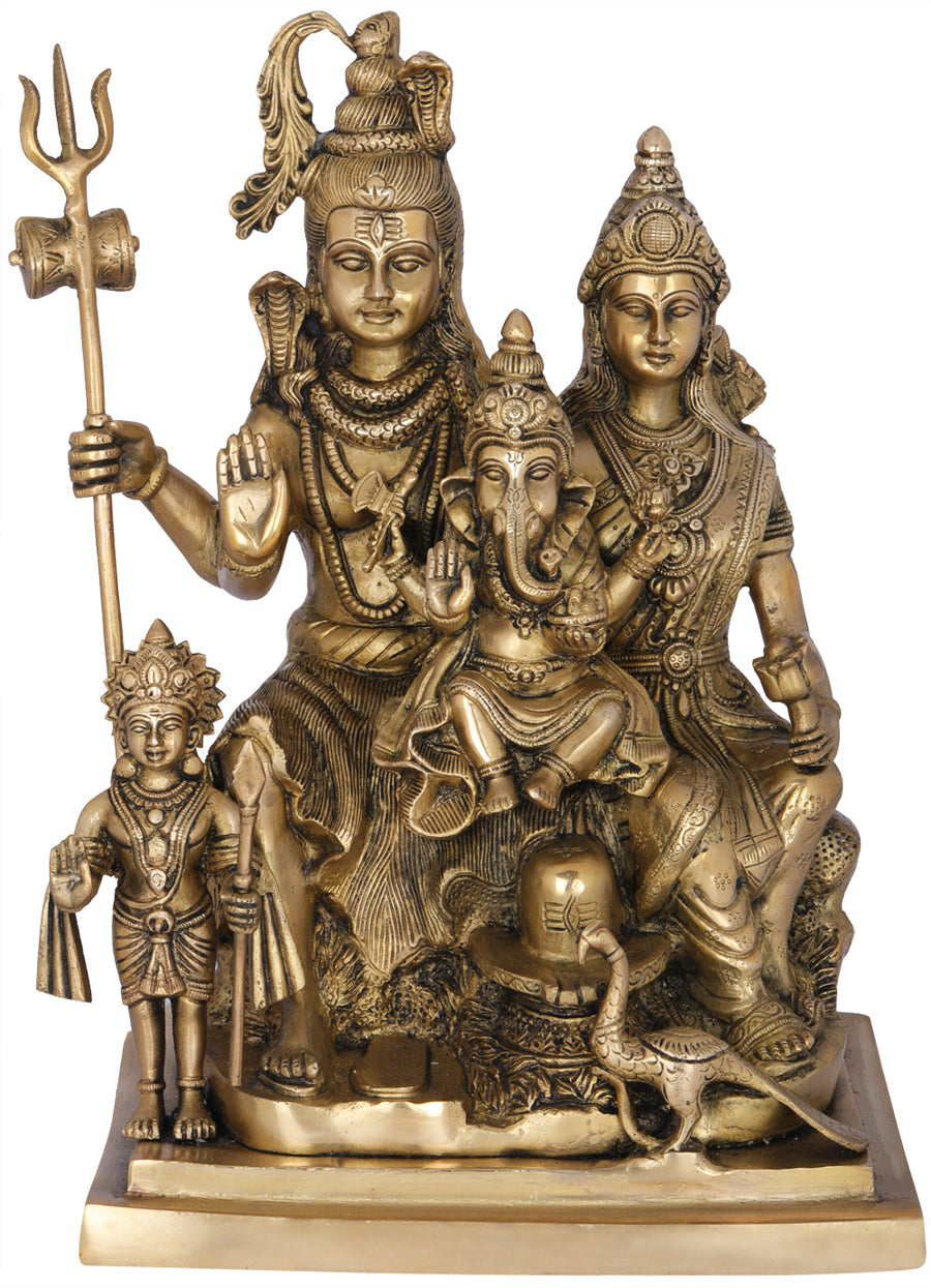 15" Shiva Parivar Handmade Brass Family Statue