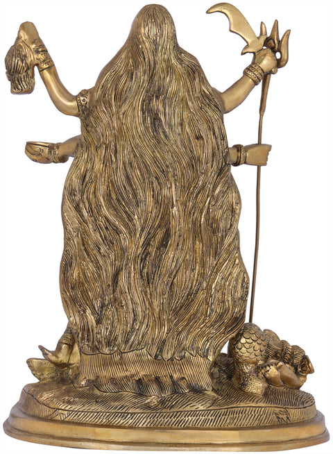 13" Victory To Mother Kali Brass Statue | Indian Handcrafted Idol