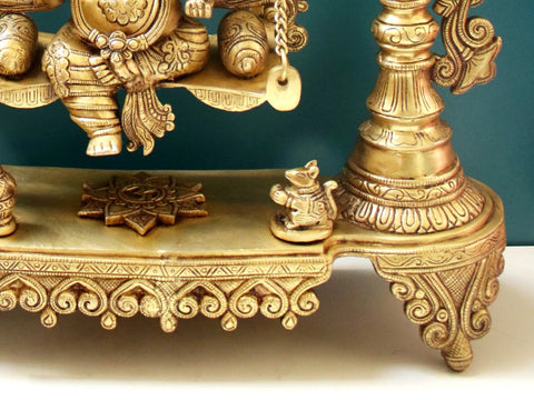 26" Brass Kirtimukha Ganesha Idol Swing with Bells