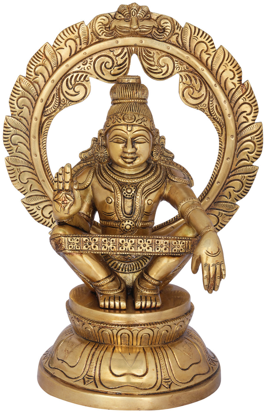 11" Ayyappan Brass Statue Handmade for Pooja