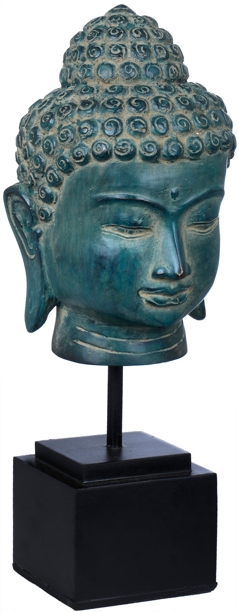10" Lord Buddha Head on Wooden Stand In Brass | Handmade | Made In India