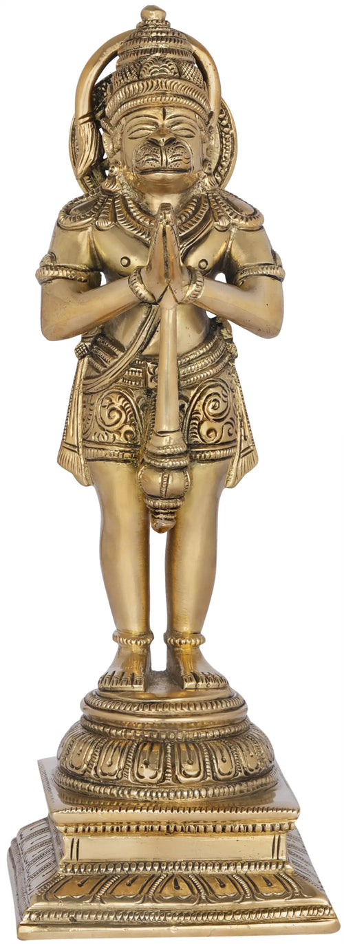10" Hanuman Brass Statue for Pooja Home Decor