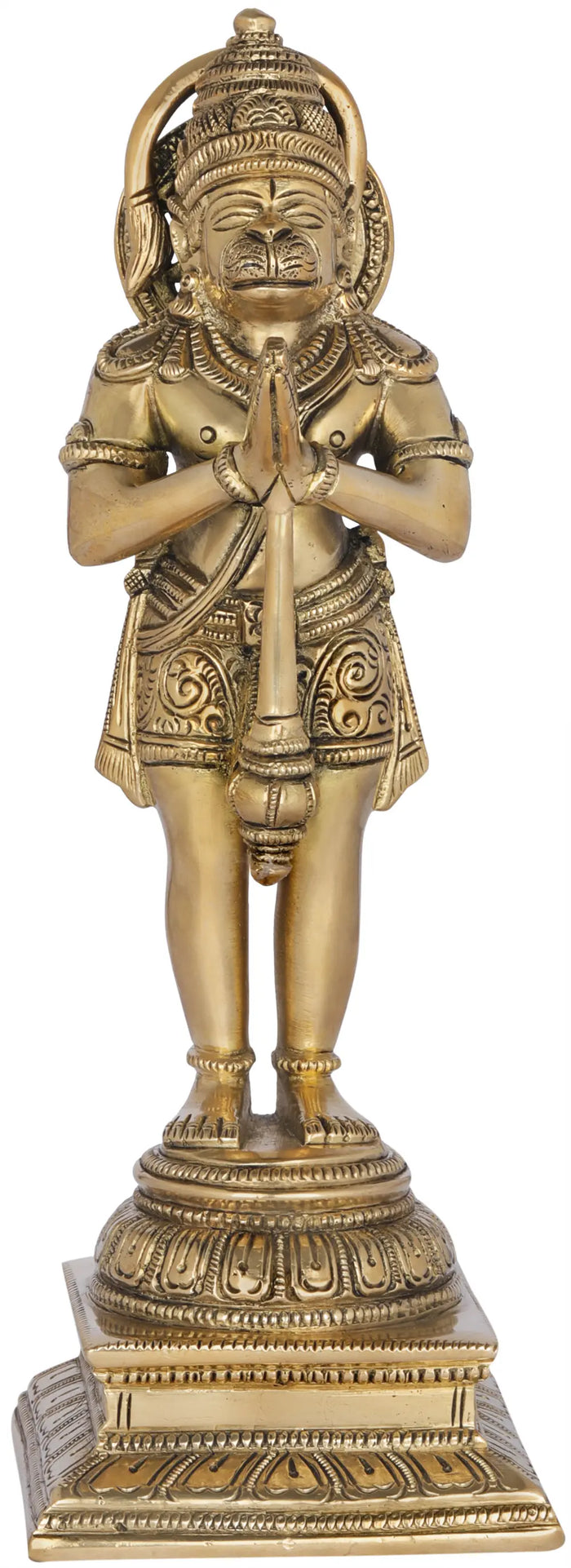10" Hanuman Brass Statue for Pooja Home Decor