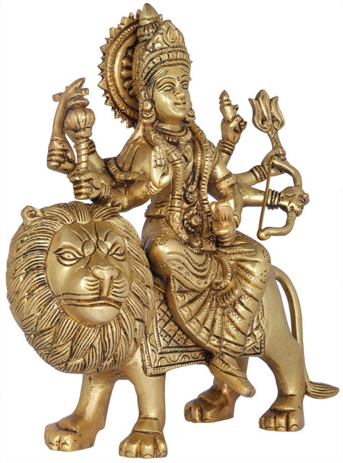 9" Ashtabhuja-Dhari Goddess Durga In Brass | Handmade | Made In India