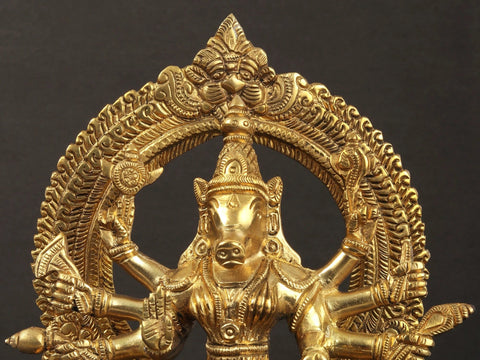 8" Brass Eight-Armed Goddess Varahi Statue | Handmade