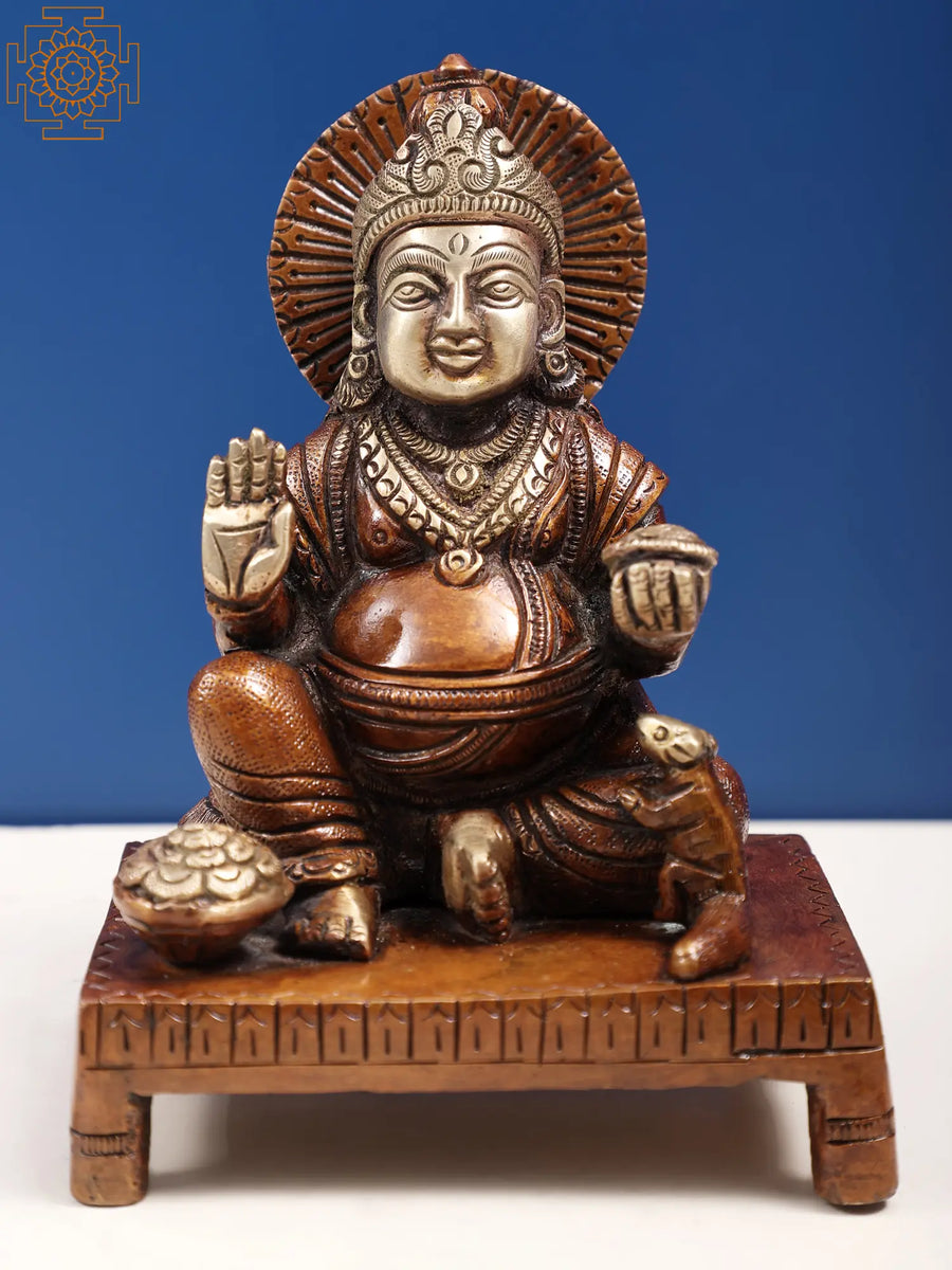 5" Kubera God of Wealth Brass Statue Handmade