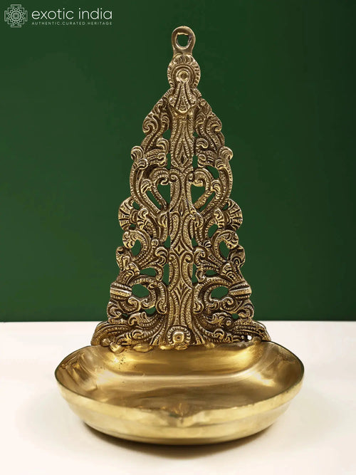 8" Brass Wall Hanging Wick Lamp Handmade